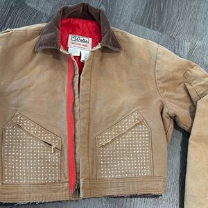 Walls Reworked Cropped Utility Coat, Brown Duck Canvas Jacket SZ 42-44